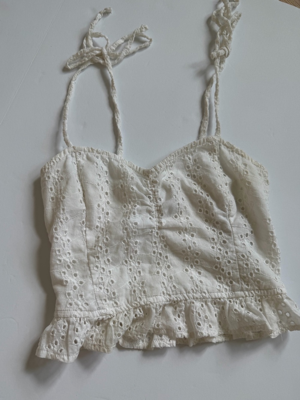 Hollister Ivory Eyelet Tie-Strap Cami